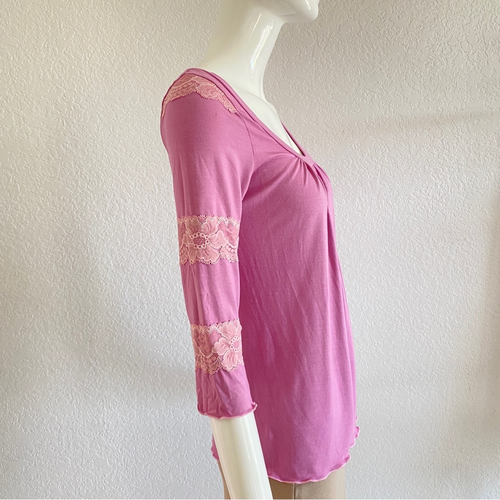 Claire Pettibone Mauve Lace Trim Long Sleeve Top — image 2 of 6
